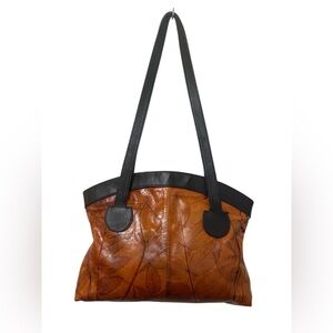 Women’s Brown Leather Tote Bag with Black Straps